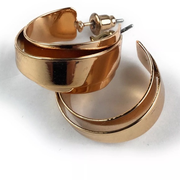 NEW LRL Rose Gold Tone Hoop Earrings MSRP $38 - Picture 3 of 6